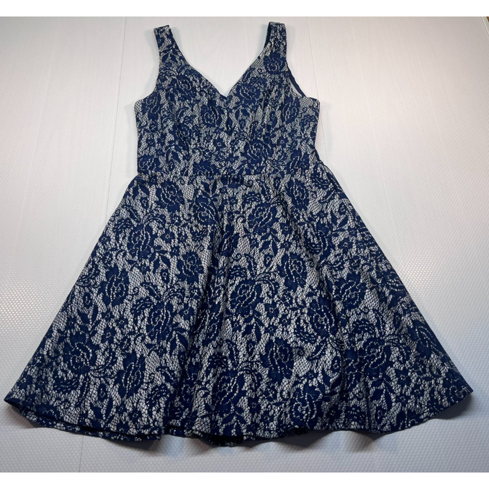 Bailey Blue Sleeveless Dress Color Blue & Silver Size M (0370)